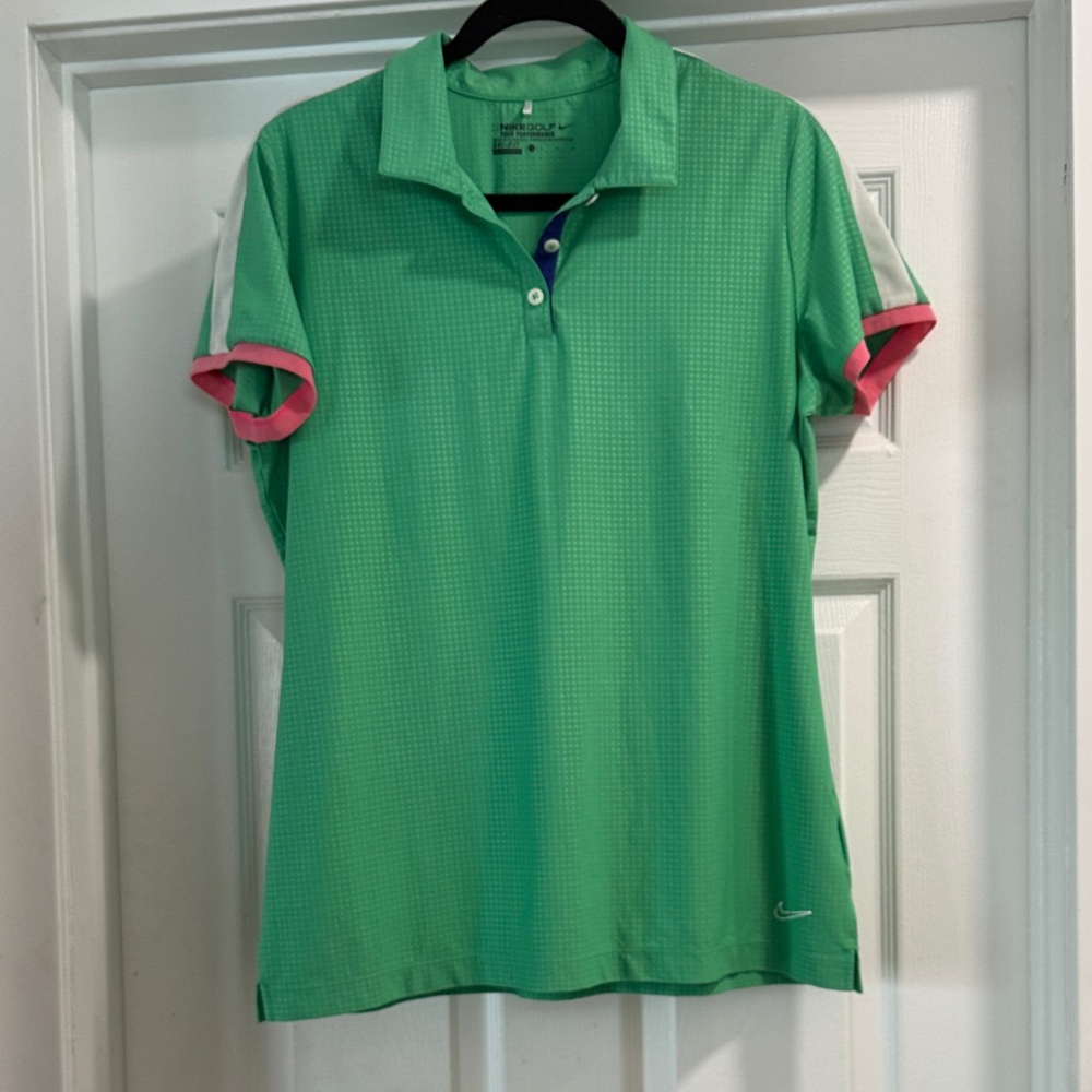 Nike Vibrant Green Polo with Pink Trim
